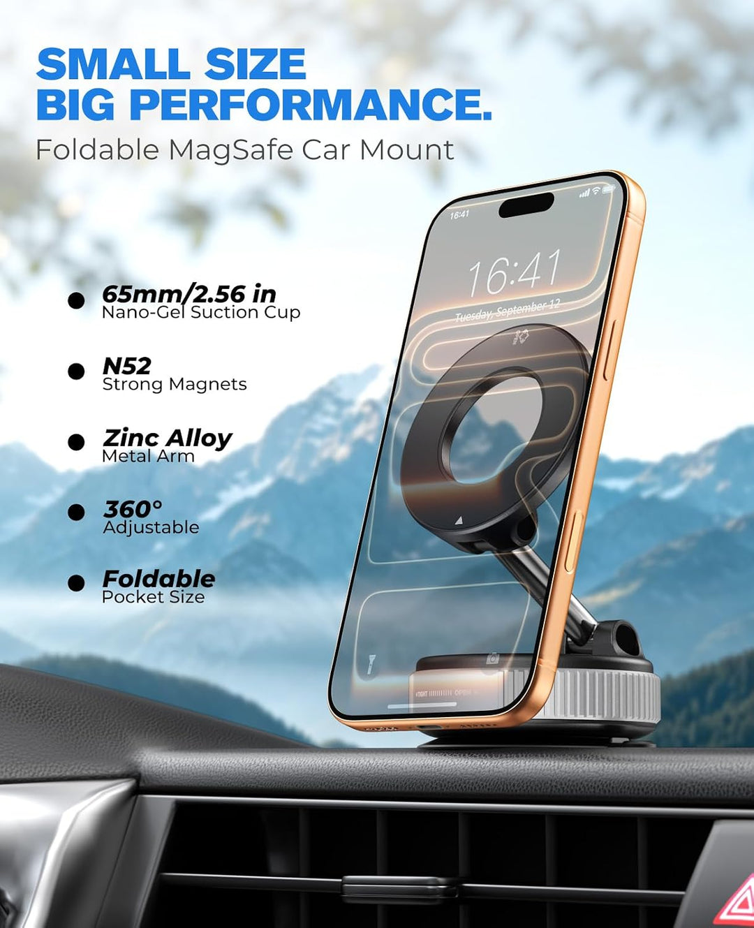 Magnetische Handyhalterung fürs Auto – Silber, mit Nano-Gel Saugnapf, 360° Verstellbar &amp; Faltbar, ko
