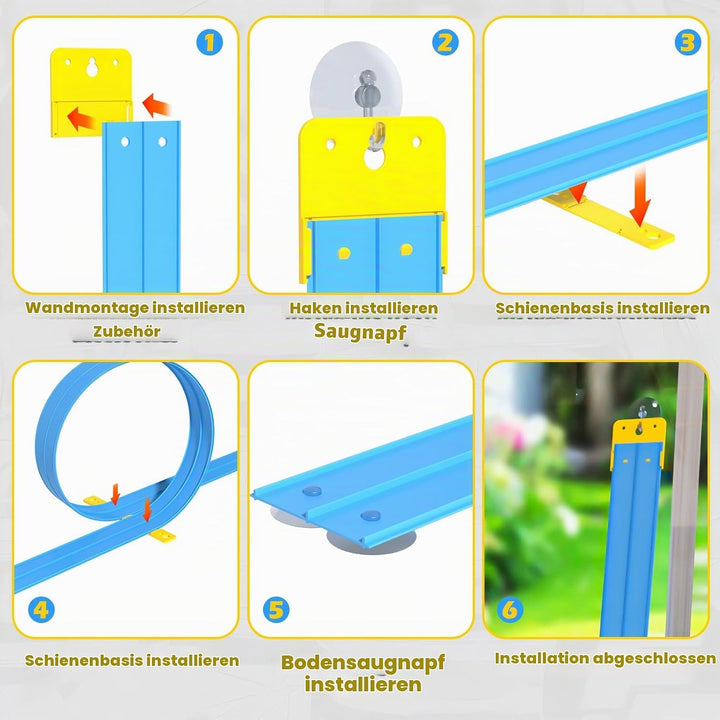 Doloowee 5M Geschwindigkeitsstrecke Rennstrecke, Flexible Rennbahn mit Saugnäpfen, DIY-Autobahn mit