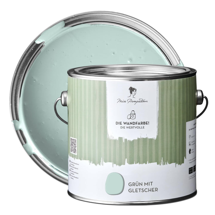 MissPompadour edelmatte Wandfarbe Grün mit Gletscher 2,5L - sehr hohe Deckkraft - geruchsneutrale, s