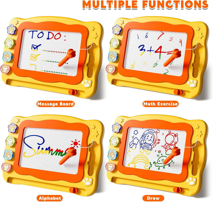 Grosse Magnetisches Zeichenbrett Spielzeug für Kinder Alter 3-7 Jahre, löschbare Doodle Brett mit 4