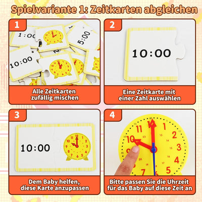 Fullware Lernuhr Kinder 1. 2. Klasse DREI Spielweisen 24 Fragekarten Lernspiele Kinder ab 6 7 8 9 Ja