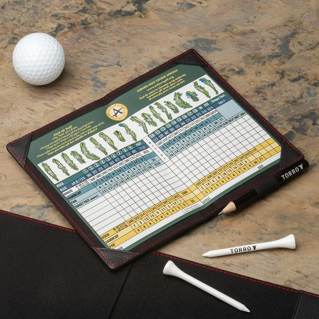 TORRO Golf Scorekartenhalter und Yardage-Buch-Cover – Echteder Golf Scorekarte und Yardage Wallet mi