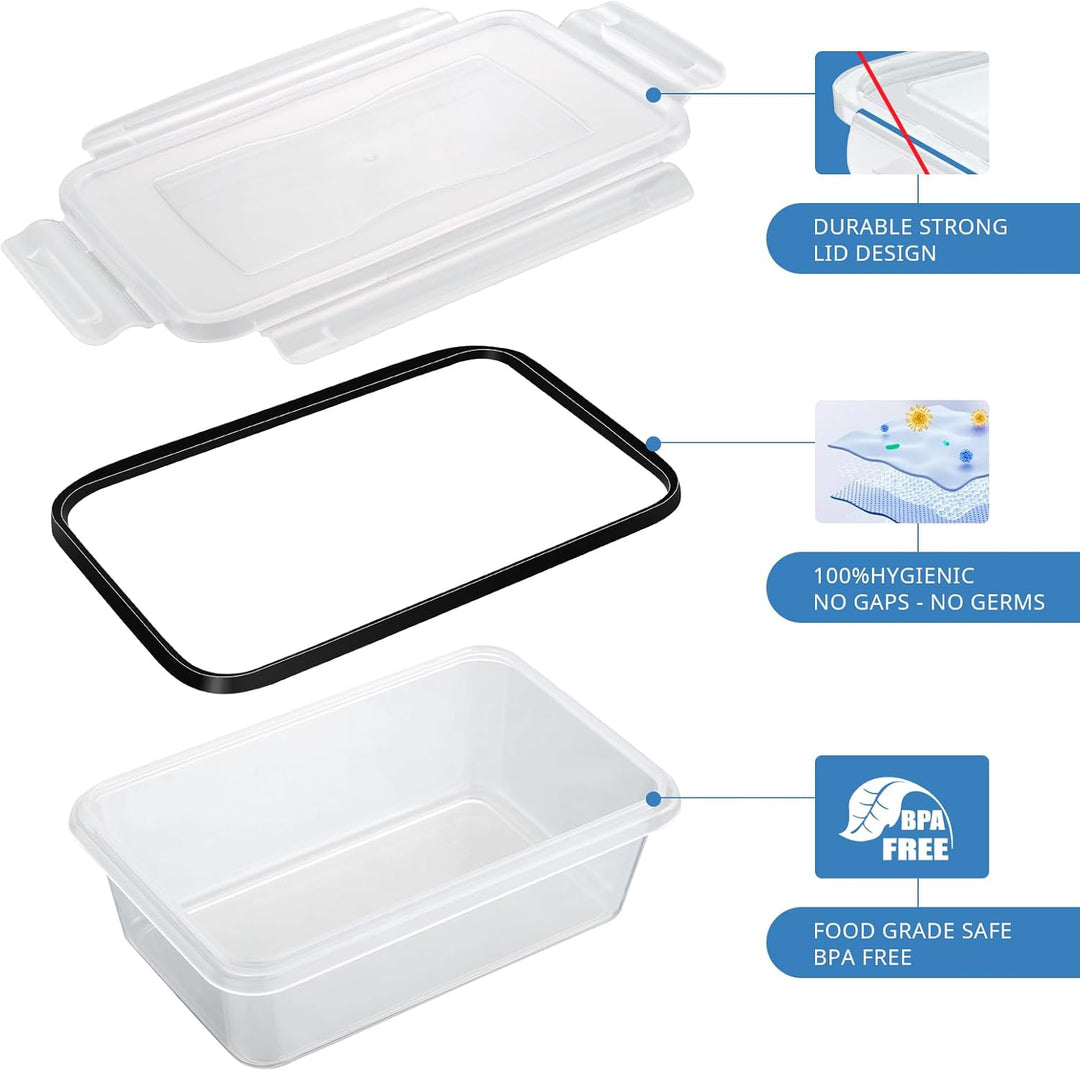 10 x 1L Frischhaltedosen mit Deckel, Gefrierdosen, Meal Prep Boxen, BPA-frei, luftdicht, stapelbar –