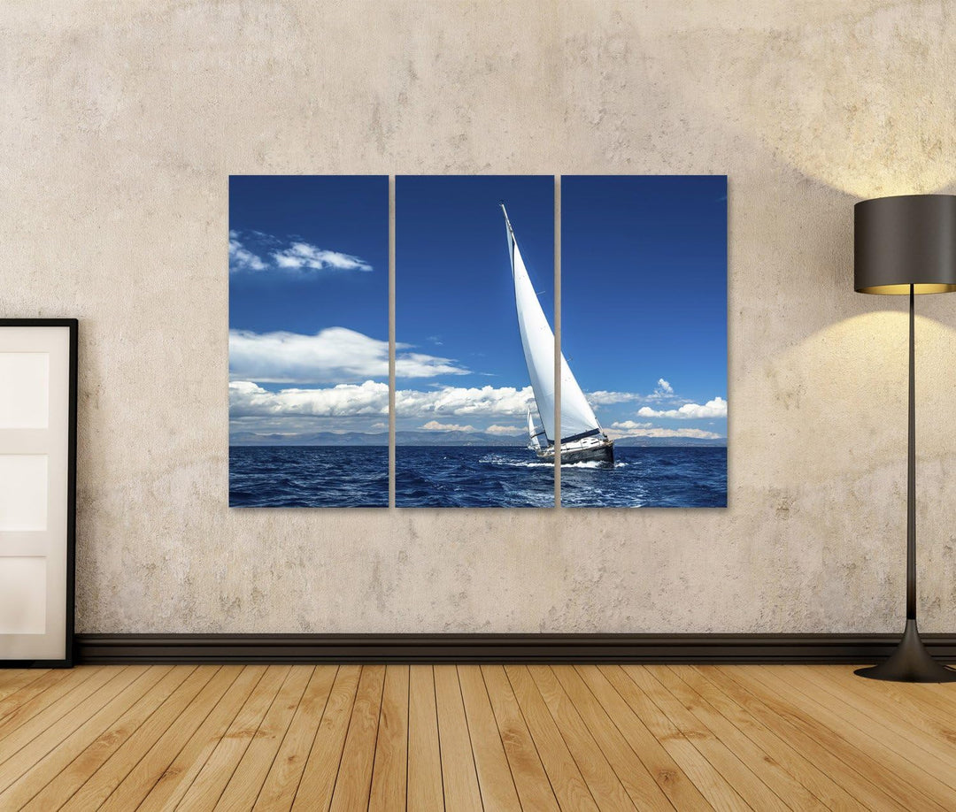 islandburner Bild auf Leinwand Segeln Lieferungsyachten Mit Weissen Segeln Im Offenen Meer Luxus Boo