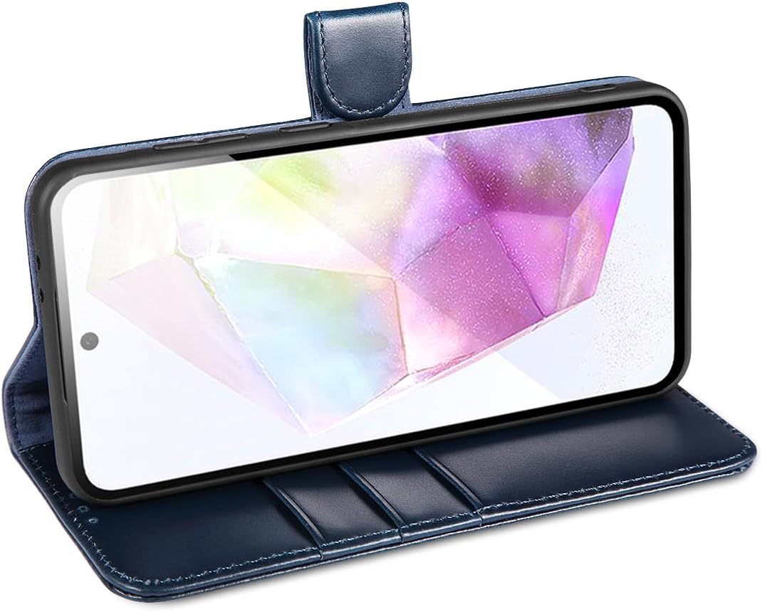 LENSUN Hülle für Samsung Galaxy A36 Echtleder, Flip Handyhülle [Premium Echtes Leder][Kartenfach] Sc