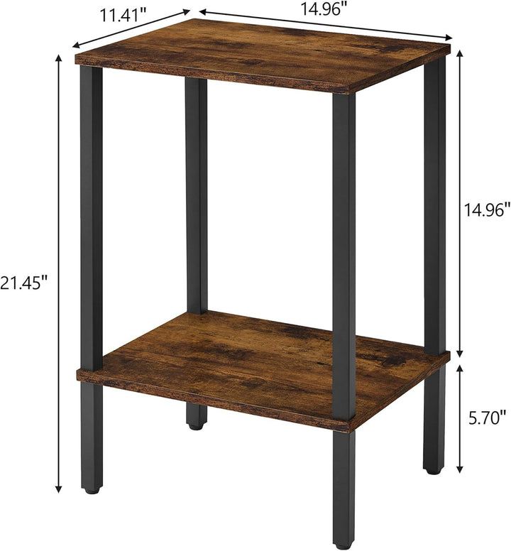 Gewudraw Beistelltisch, Kleiner Tisch, Nachttisch Schmal mit 2 Ebenen, Industriestil, Couchtisch mit
