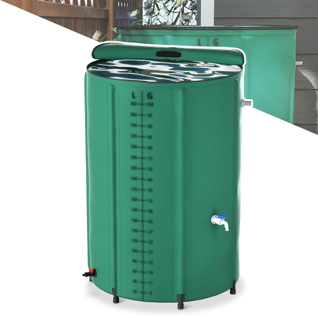 NAIZY Regentonne 750 Liter Regenwassertonne Zusammenklappbar Regenwassertank mit Regenfass PVC Schut