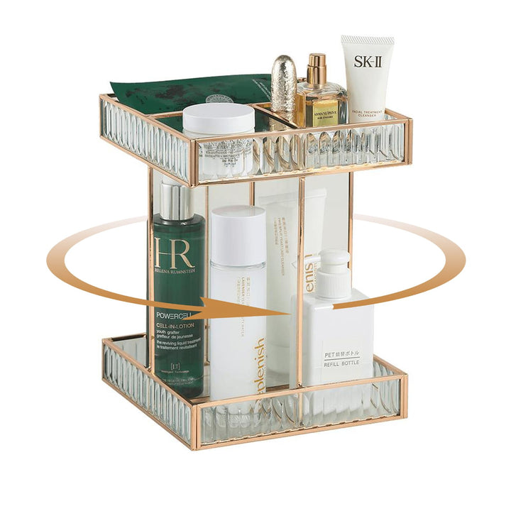 SLHEQING 360° drehbarer Kosmetik organizer, Grosse Kapazität Beauty Organizer, Glas Make Up Organize