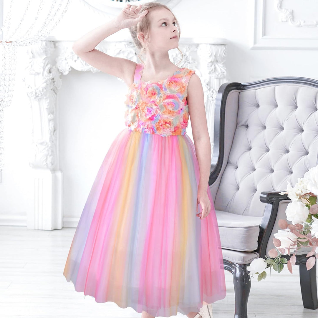 Sunny Fashion Mädchen Kleid Blume Mädchen Kleid Ivory Pailletten Brautjungfer Hochzeit Party Gr. 110