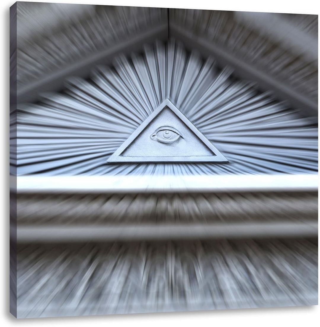 Pixxprint Abstraktes Dach mit Illuminati Auge, Format: 70x70 auf Leinwand, 70x70