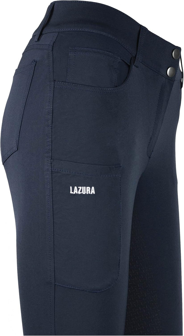 Lazura - Damen Reithose Pia | Vollbesatz aus Silikon | Reiterhose mit seitlicher Handytasche & 4 Ein