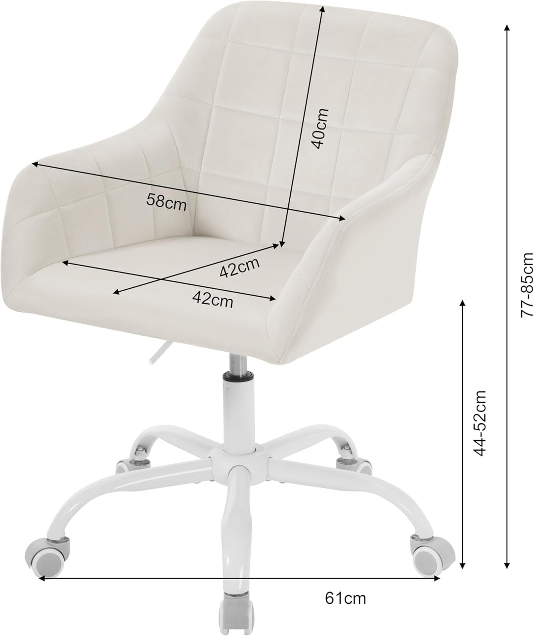 WOLTU Schreibtischstuhl drehbar, Schminktisch Stuhl, Drehstuhl mit Rollen, Bürostuhl ergonomisch, Se