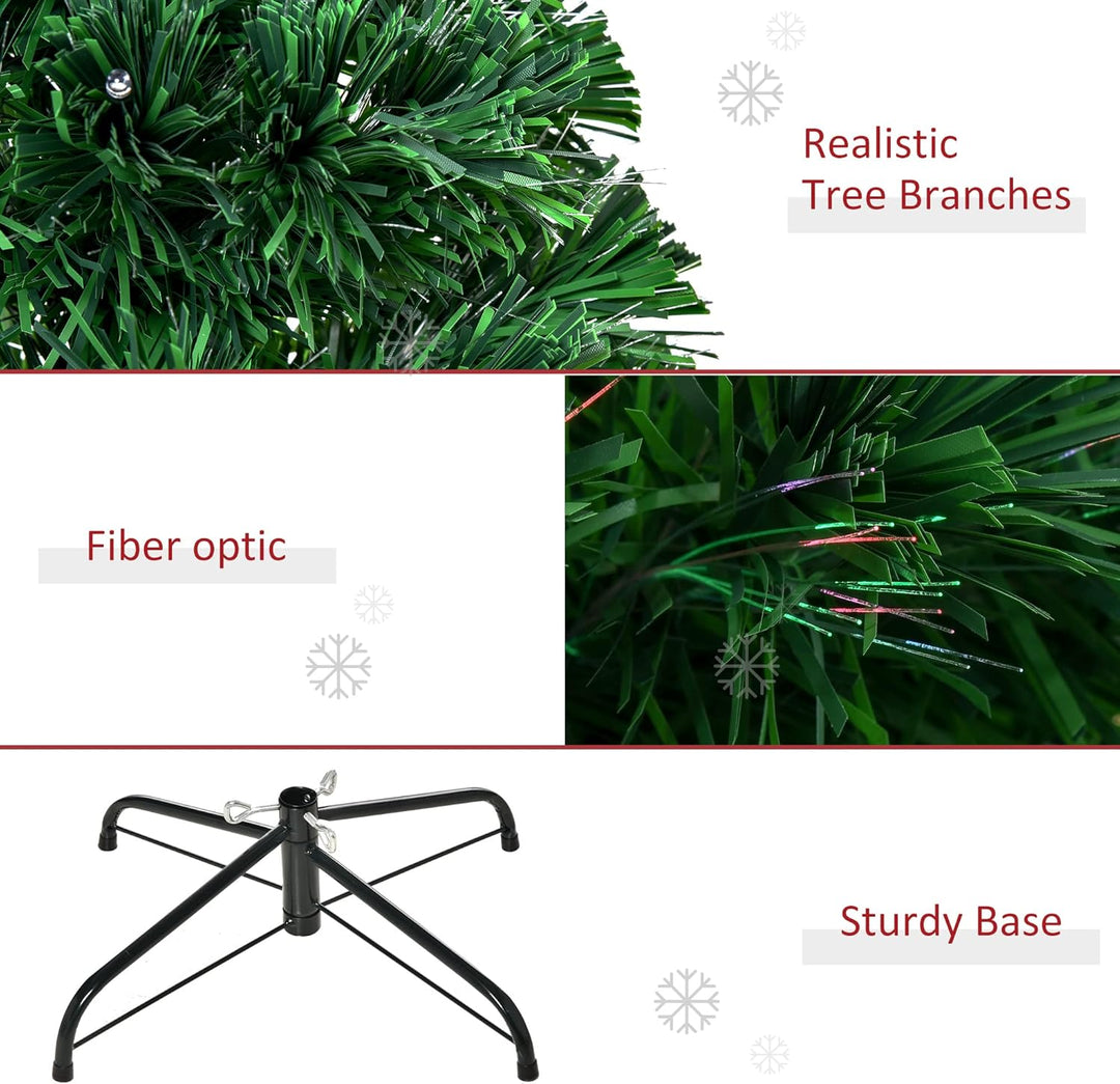 HOMCOM Künstlicher Weihnachtsbaum 150 cm mit Glasfaser künstlich Tannenbaum mit LED Beleuchtung, 180