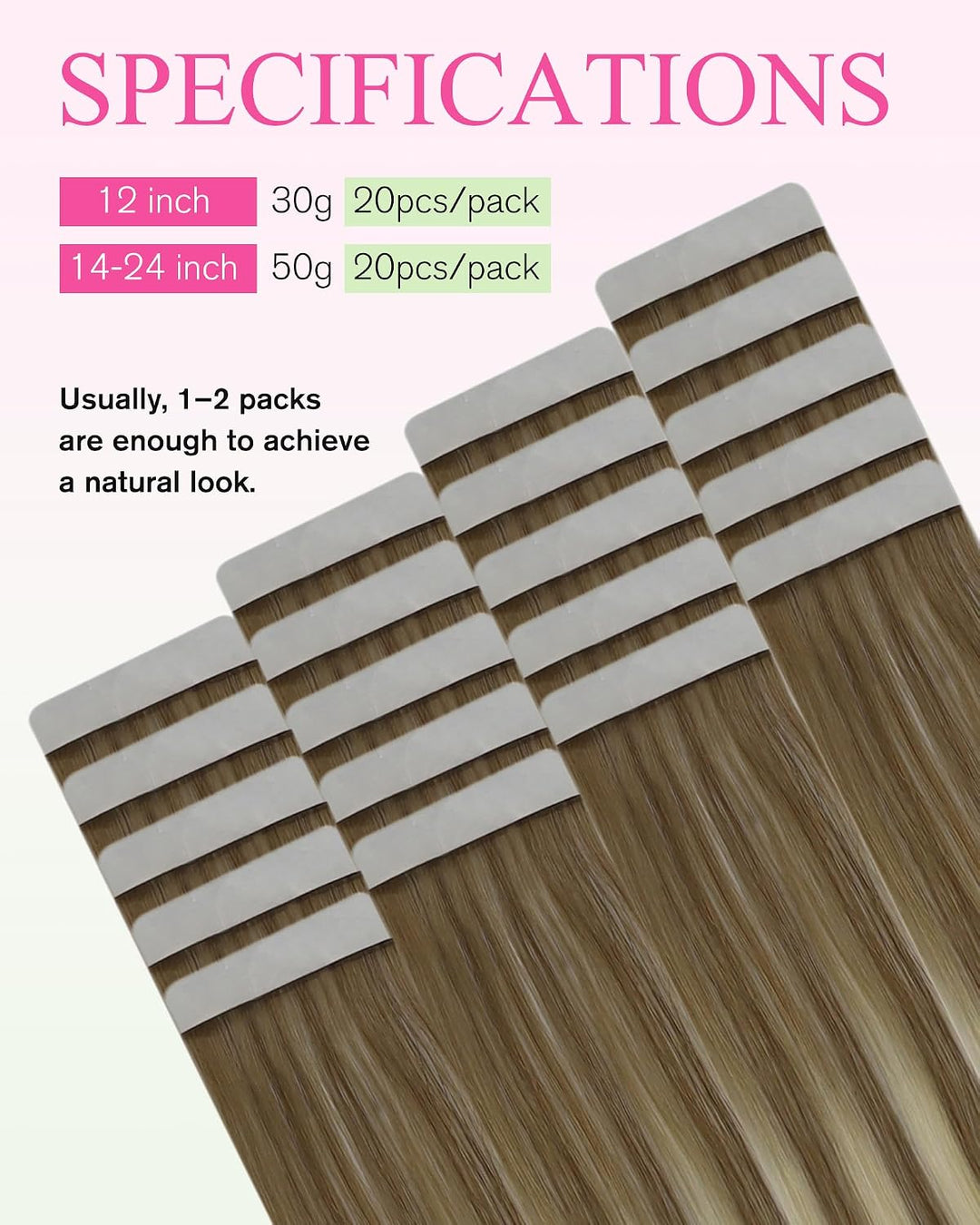 YoungSee Echthaar Extensions Tape Ombre Tape Extensions Echthaar Braun Ombre Blond Tape in Extension