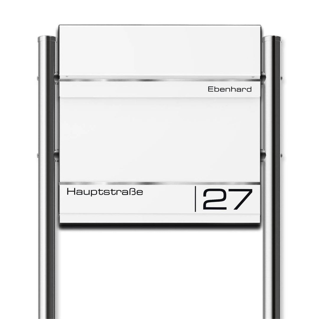 Metzler Standbriefkasten Hermann aus massivem, pulverbeschichtetem Stahl in RAL 9016 Verkehrsweiss,