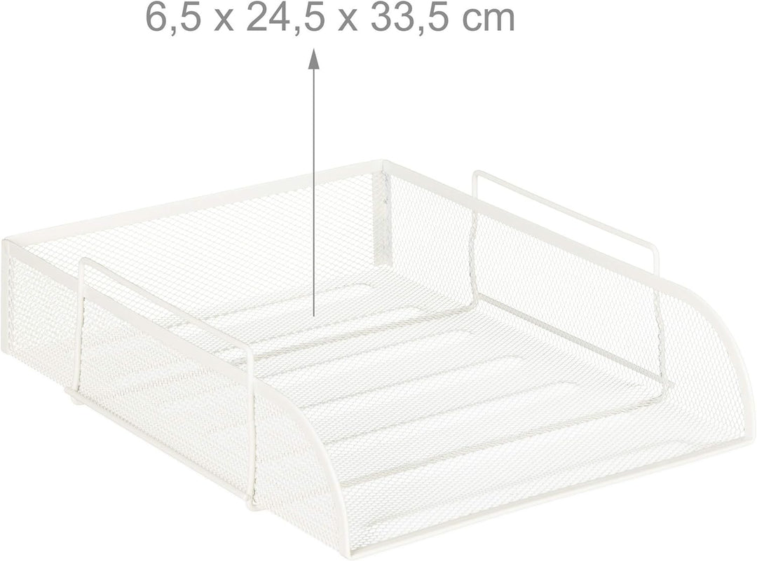 8 x stapelbare Dokumentenablage, für DIN A4, Gitter Design, Briefablage fürs Büro, Metall, B x T: 25