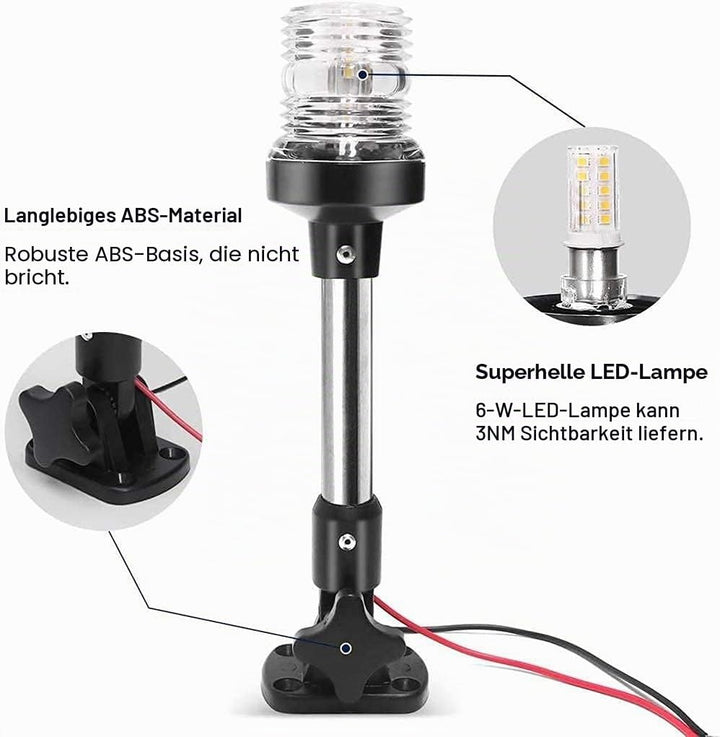 KAOLALI Positionslichter Boot, Hecklicht Boot LED Ankerlicht für Boote,360 Grad, 4500 K, Reinweiss,