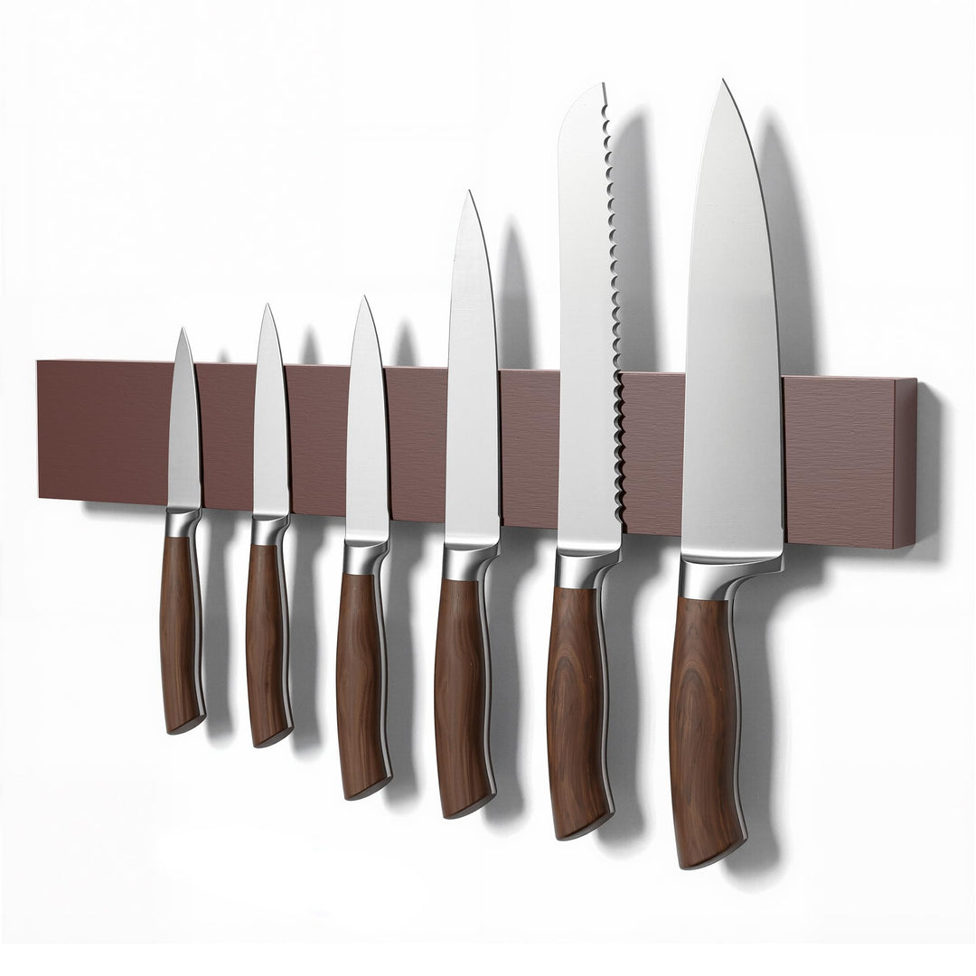 Messerblock Magnetisch 40 cm, Magnetleiste Messer aus Holz mit Supermagneten Und 2 Haken, Messerbloc