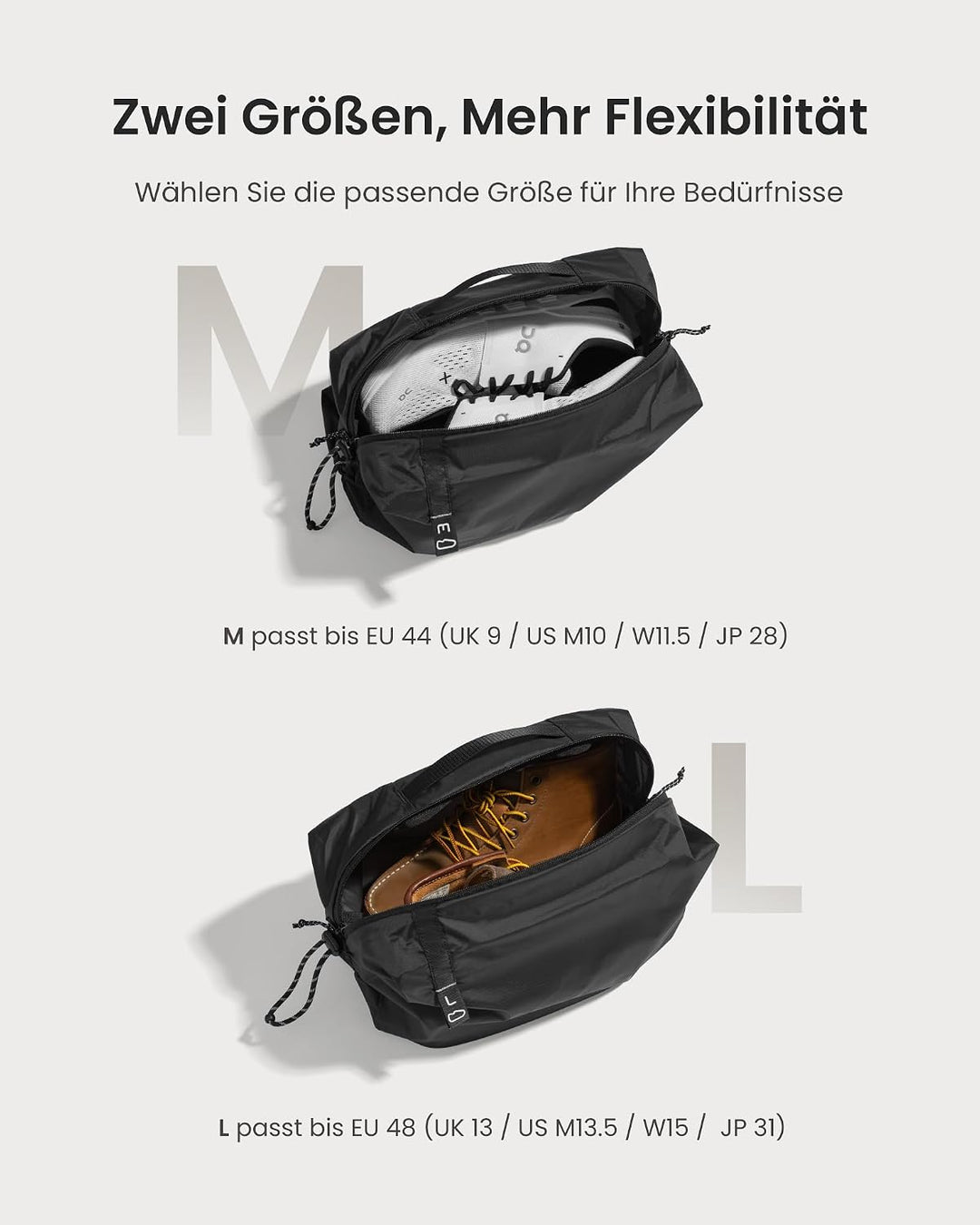tomtoc Komprimierbarer Multifunktions-Schuhbeutel für Reisen, Aufbewahrung, Fitnessstudio, Geruchshe
