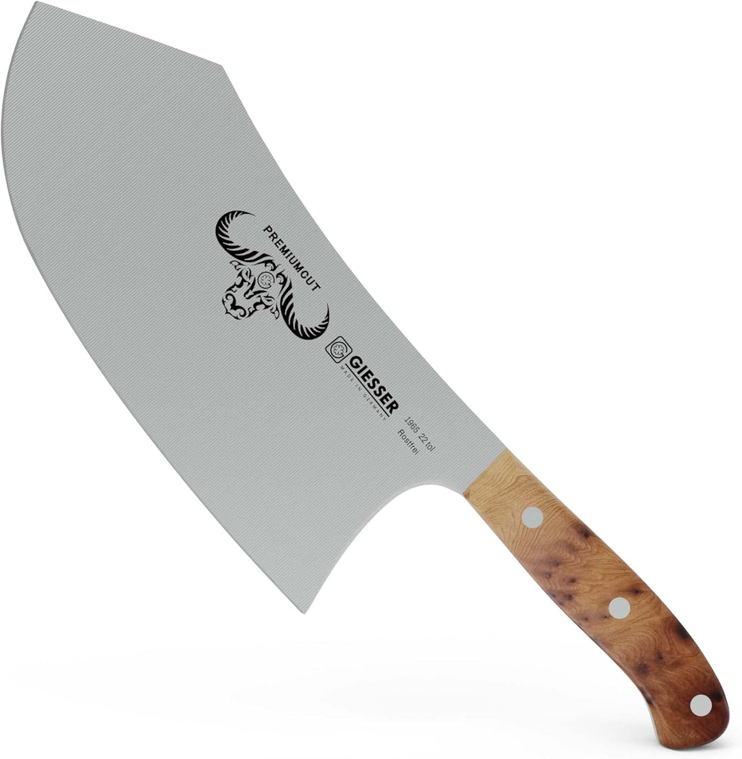 GIESSER seit 1776 - Made in Germany - Küchenbeil 22 cm Tree of Life, PremiumCut Butcher No 1, Hackme