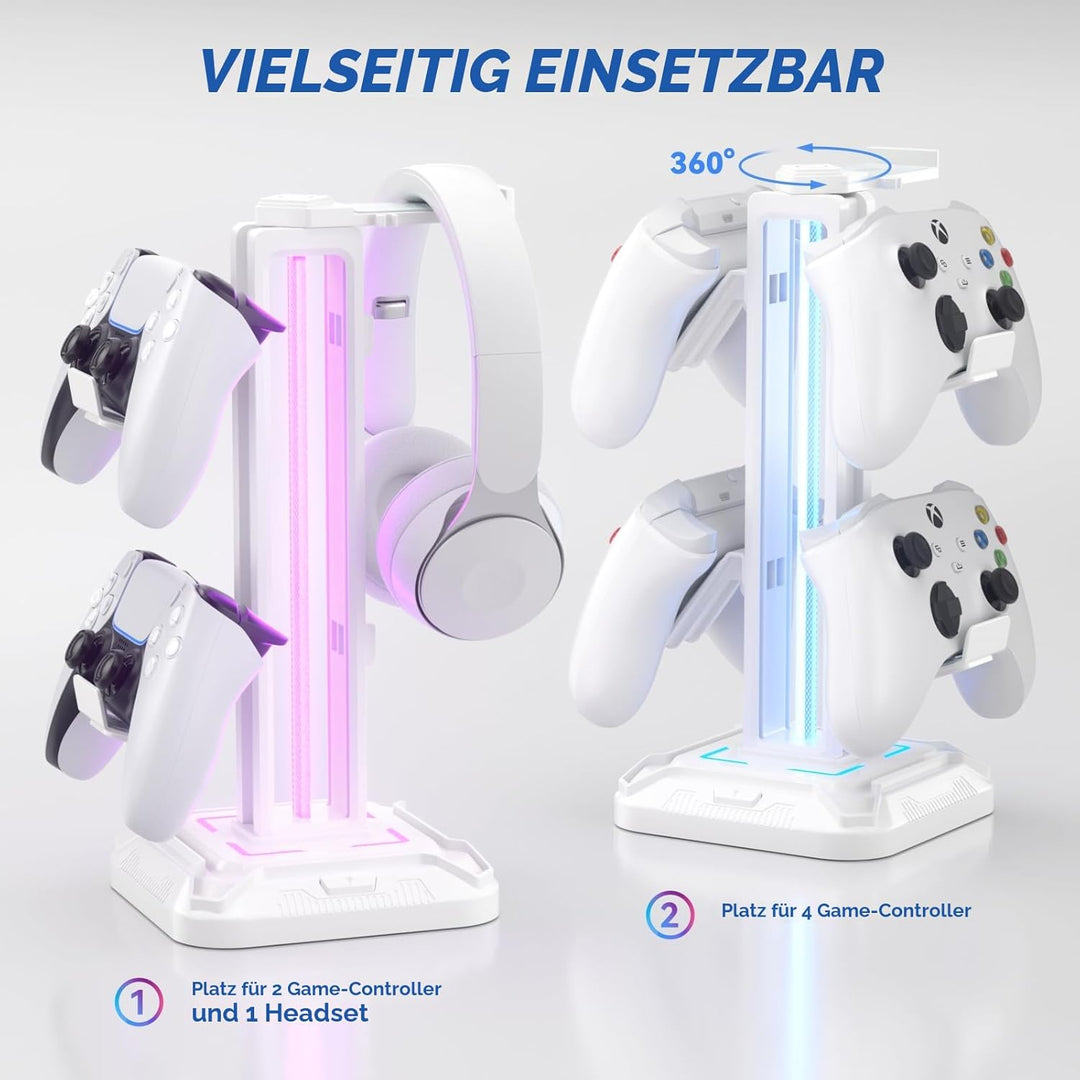 KDD Gaming Kopfhörer Ständer Led mit 9 Lichtmodi - Drehbarer Headset Halterung Tisch mit Abnehmbarer