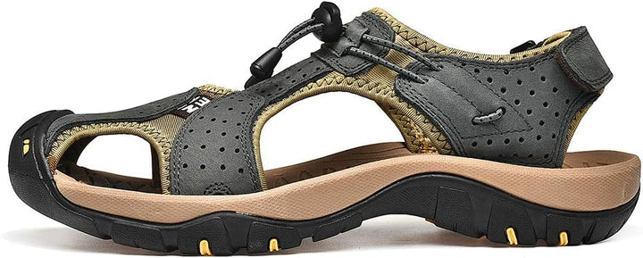 rismart Herren Closed Zu Draussen Sport Trekking Schuhe Leder Sandalen 39 EU Dunkelgrau, 39 EU Dunke