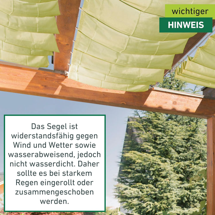 Windhager Sonnensegel für Seilspanntechnik Komplett-Set inkl. Sonnen-Segel 270 x 140 cm, ideal für P