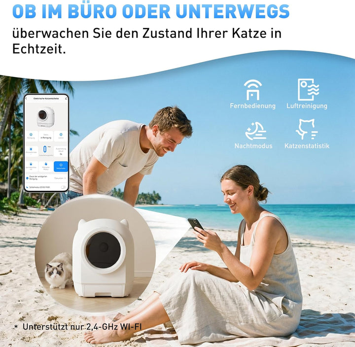 Devoko elektrisches katzenklo selbstreinigend, 90L Self-Cleaning Cat Litter Tray, niedliches Design