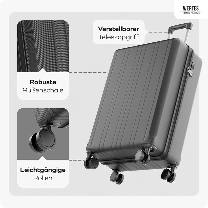 Koffer Gross 77cm - 100L - TSA Schloss Hartschalen Koffer mit Doppelrollen, Reisekoffer, Trolleys, R
