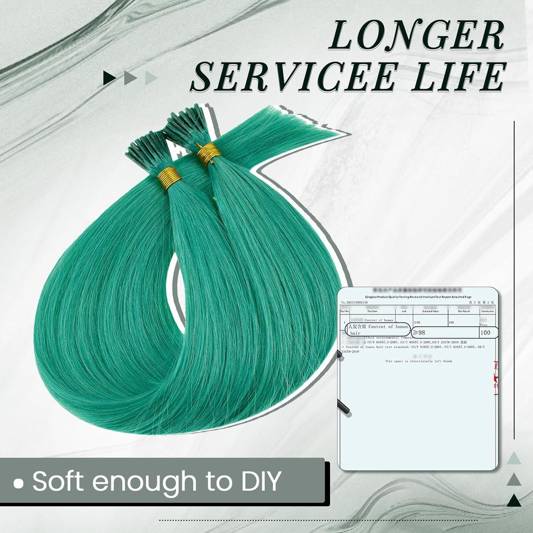 RUNATURE Teal Bonding Extensions Echthaar Teal I Tip Echthaar Extensions Bonding Keratin Haarverlang