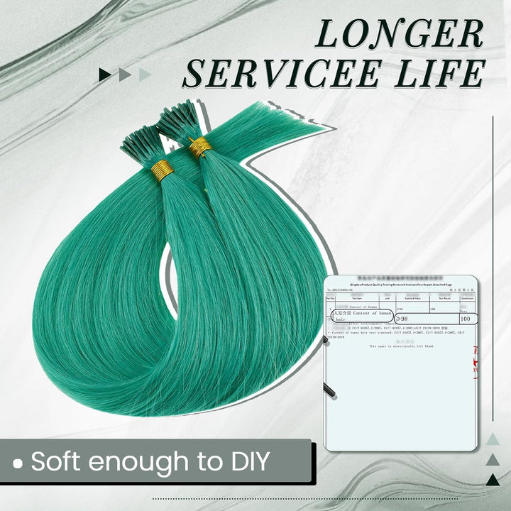 RUNATURE Teal Bonding Extensions Echthaar Teal I Tip Echthaar Extensions Bonding Keratin Haarverlang