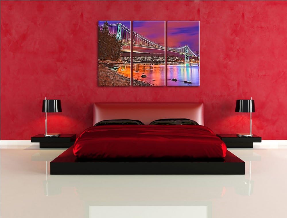 Lions Gate Bridge in Vancouver bei Nacht Spezial 3-Teiler Leinwandbild 120x80 Bild auf Leinwand, XXL