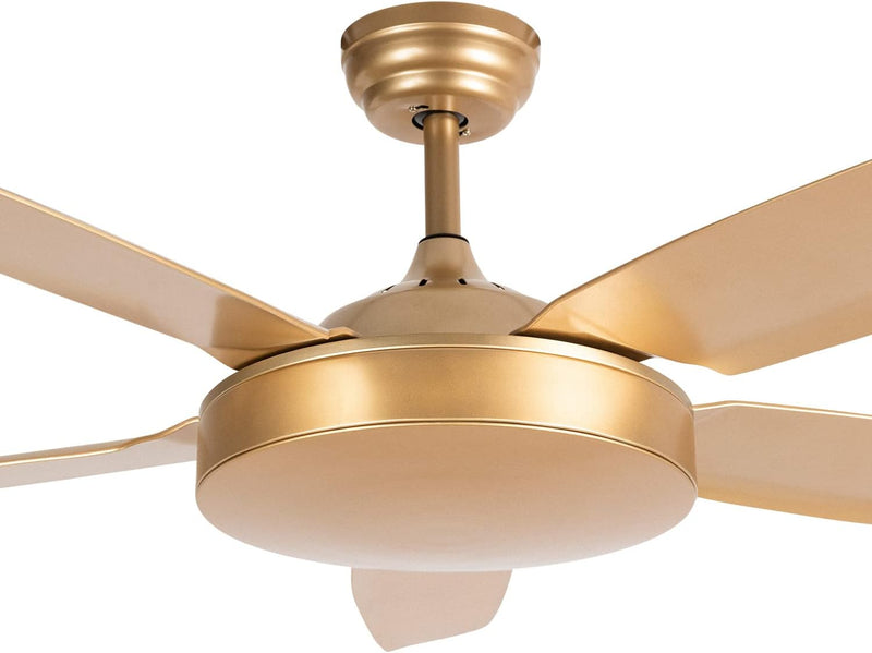 CREATE / WINDLIGHT FLAT/Deckenventilator Gold mit Fernbedienung / 40W, WLAN, Leise, Ø132cm, 6 Geschw