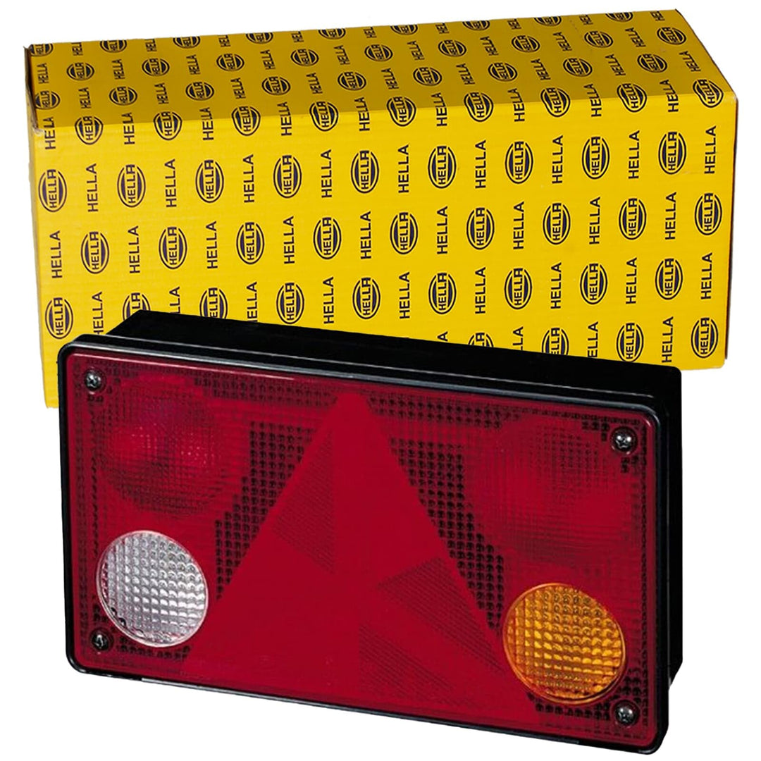 HELLA - Heckleuchte - Glühlampe - Anbau/geschraubt - Lichtscheibenfarbe: mehrfarbig - Stecker: Flach