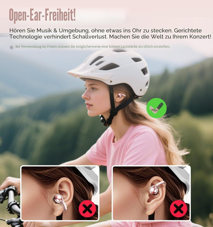 King Lucky Open-Ear-Kopfhörer Kabellos Bluetooth 6.0–Clip-On-Ohrhörer mit Mikrofon,50h Spielzeit,ENC