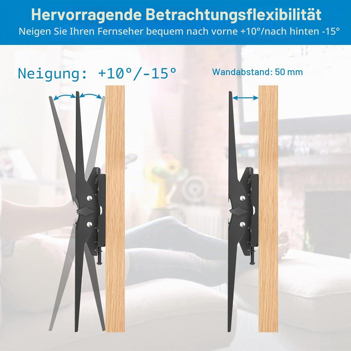 TV Wandhalterung Neigbare Halterung für 26-65 Zoll Flach&Curved Fernseher oder Monitor bis zu 60kg,