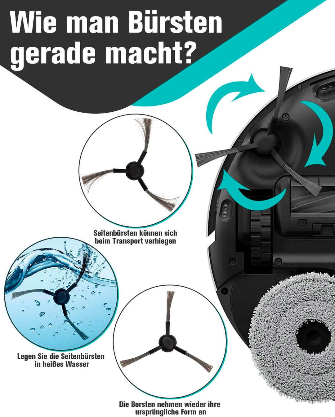Zubehörset für Dreame L10s Ultra Gen 2/L10s Pro Ultra Heat/Mova E30 Ultra/X30 Ultra, 1 Hauptbürste,