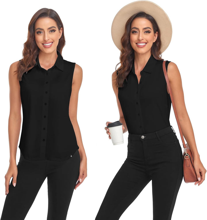 Soneven Bluse Damen Elegant Sport Tank Top mit Kragen Damen Ärmellos Poloshirt Golf Polo Sommer Ober