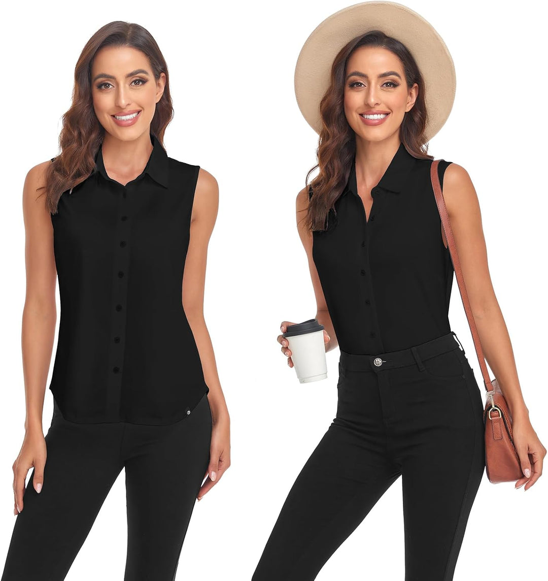 Soneven Bluse Damen Elegant Sport Tank Top mit Kragen Damen Ärmellos Poloshirt Golf Polo Sommer Ober