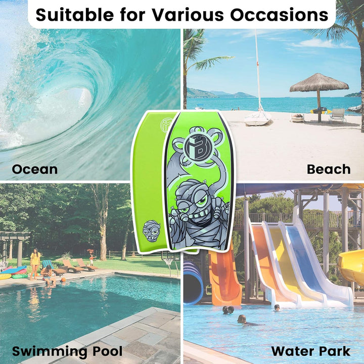 Bodyboard, 104,1 cm, leichtes Bodyboard mit EPS-Abdeckung, Premium-Leine und Handgelenkschlaufe, Sur