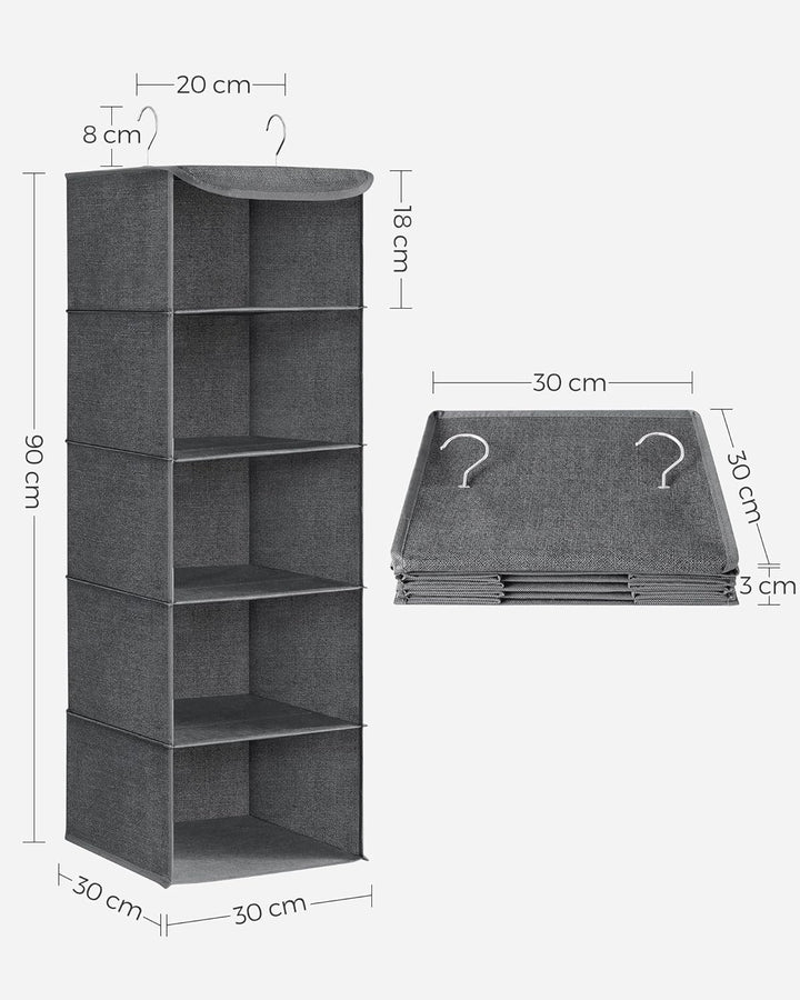SONGMICS Hängeorganizer, 2er Set, Schrank-Organizer, Hängeregal, Hängeaufbewahrung, faltbar und plat