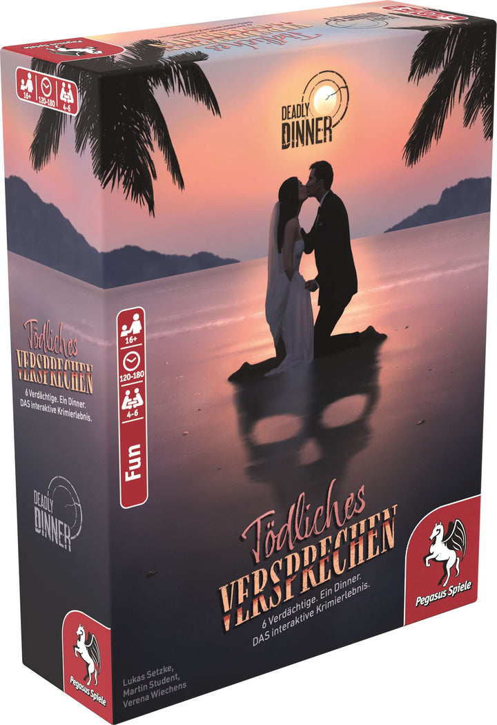 Pegasus Spiele 19013G - Deadly Dinner – Tödliches Versprechen - Krimi Dinner für Zuhause - 4 bis 6 S