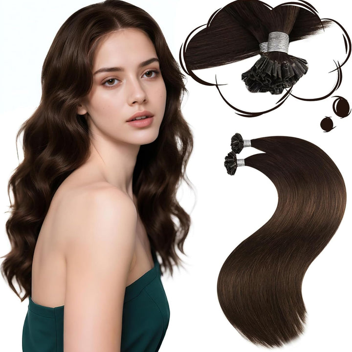 Moresoo 14 Zoll Bondings Remy Echthaar Extensions Braun Pre Bonded U Tip Extensions Echthaar Keratin