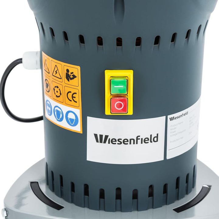 Wiesenfield Elektrische Getreidemühle inkl. Unterbau + 5 Sieben 300 kg/h 1300 W mit Untergestell Sch