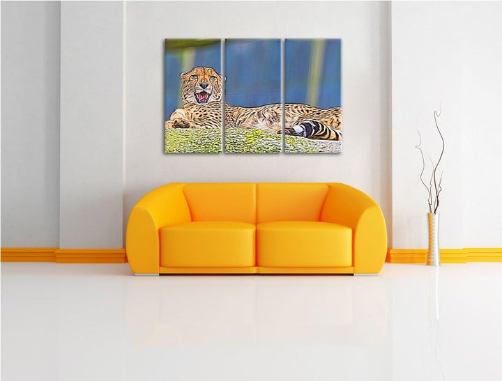 schlafender Gepard Spezial 3-Teiler Leinwandbild 120x80 Bild auf Leinwand, XXL riesige Bilder fertig