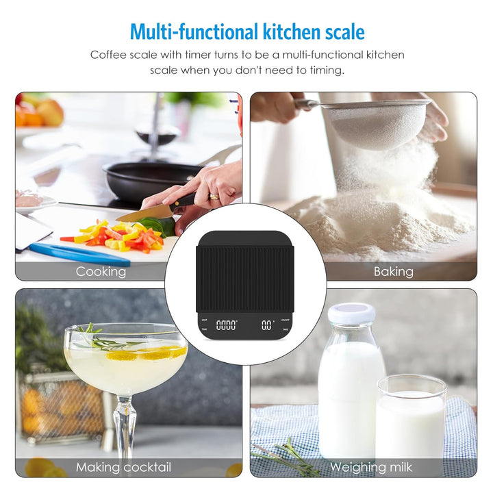 Brifit Kaffeewaage mit Timer, Espresso Waage 3kg/0.1g, Hochpräzise Feinwaage, Waage Küchenwaage USB,