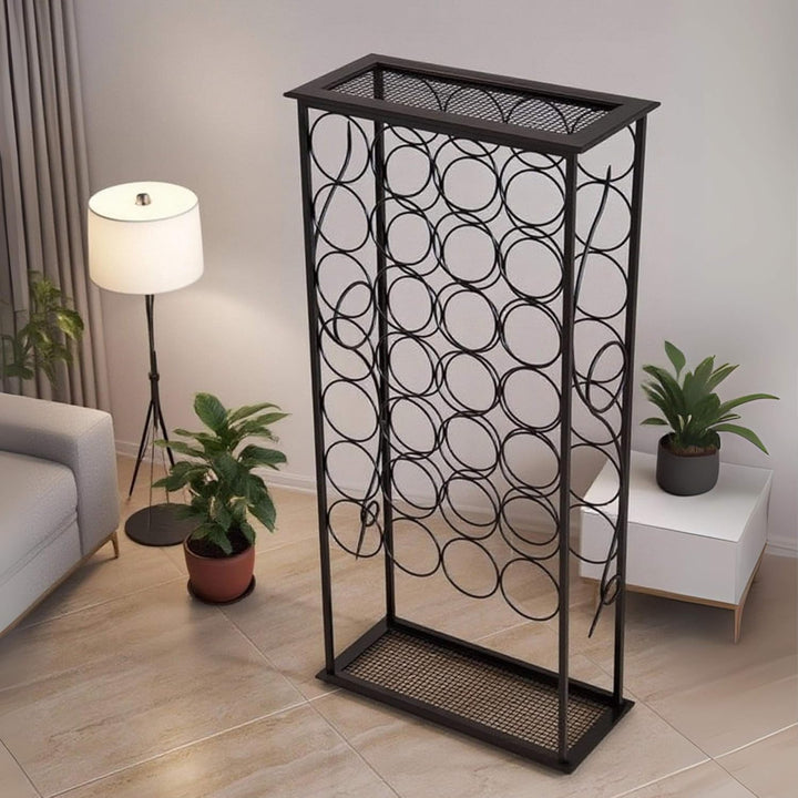 DanDiBo Weinregal Metall Schwarz Stehend Flaschenregal 100 cm Rico Modern Wine Rack Weinständer Wein