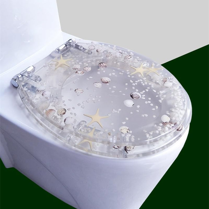 Gresonic WC-Sitz aus transparentem Kunstharz,hygienisch und bequem, verstellbare Metallscharniere,Ec