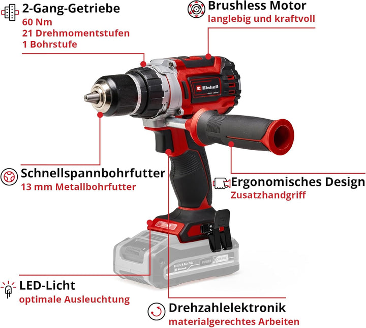 Einhell Professional Akku-Bohrschrauber TP-CD 18/60 Li BL Power X-Change (18 V, bürstenloser Motor,