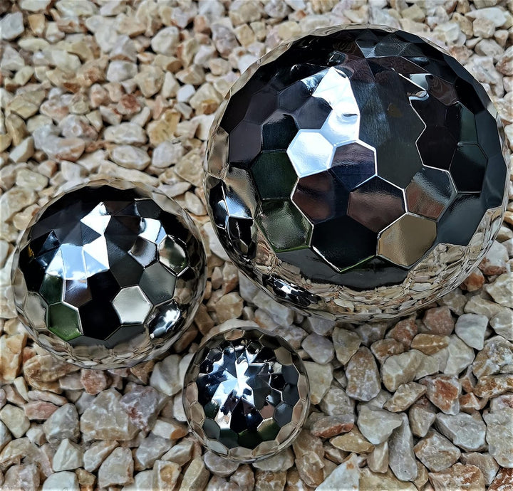 Dekokugel Diamond 3er Set aus Edelstahl 15/10/6,3 cm poliert Dekorationskugel Edelstahlkugel